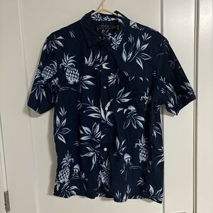 light ralph lauren shirt with white pineapples prints